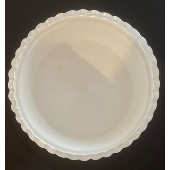 Fenton Milk Glass Compote Spanish Lace Silver Crest Pedestal Vintage 6" x 6.5" - Picture 9 of 12